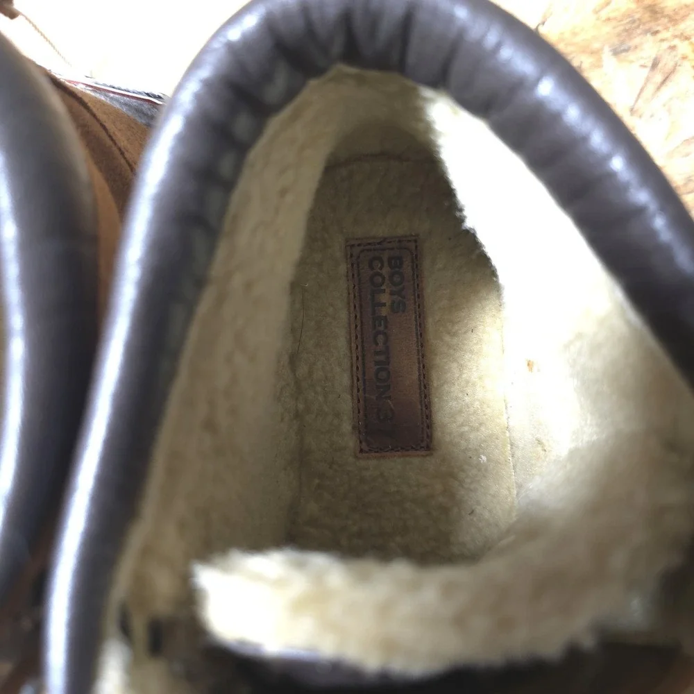 NWT Zara Kids Boys Brown Suede Faux Fur Lined Winter Boots Size 37 EU US 4.5‎